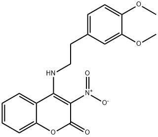 4-[2-(3,4-dimethoxyphenyl)ethylamino]-3-nitrochromen-2-one Struktur