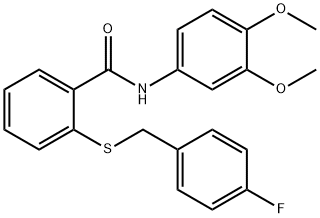 N-(3,4-dimethoxyphenyl)-2-[(4-fluorophenyl)methylsulfanyl]benzamide Struktur