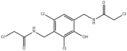 2-chloro-N-[[3,5-dichloro-4-[[(2-chloroacetyl)amino]methyl]-2-hydroxyphenyl]methyl]acetamide Struktur