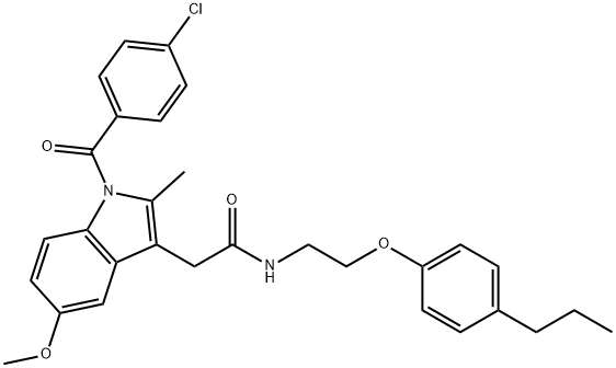 2-[1-(4-chlorobenzoyl)-5-methoxy-2-methylindol-3-yl]-N-[2-(4-propylphenoxy)ethyl]acetamide Struktur