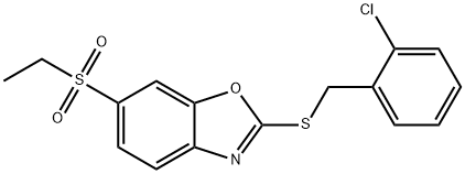 2-[(2-chlorophenyl)methylsulfanyl]-6-ethylsulfonyl-1,3-benzoxazole Struktur