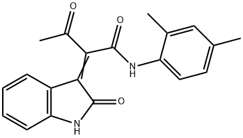 (2E)-N-(2,4-dimethylphenyl)-3-oxo-2-(2-oxo-1H-indol-3-ylidene)butanamide Struktur