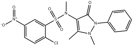 2-chloro-N-(1,5-dimethyl-3-oxo-2-phenylpyrazol-4-yl)-N-methyl-5-nitrobenzenesulfonamide Struktur