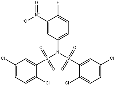 2,5-dichloro-N-(2,5-dichlorophenyl)sulfonyl-N-(4-fluoro-3-nitrophenyl)benzenesulfonamide Struktur