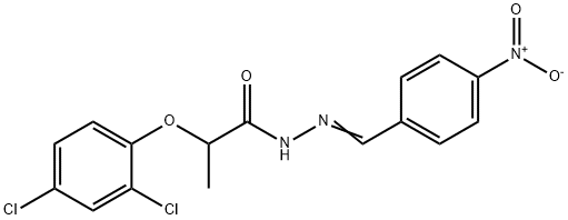 2-(2,4-dichlorophenoxy)-N-[(E)-(4-nitrophenyl)methylideneamino]propanamide Struktur