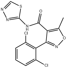 3-(2,6-dichlorophenyl)-5-methyl-N-(1,3,4-thiadiazol-2-yl)-1,2-oxazole-4-carboxamide Struktur