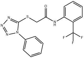 2-(1-phenyltetrazol-5-yl)sulfanyl-N-[2-(trifluoromethyl)phenyl]acetamide Struktur