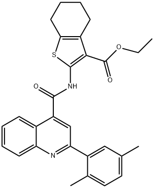 ethyl 2-[[2-(2,5-dimethylphenyl)quinoline-4-carbonyl]amino]-4,5,6,7-tetrahydro-1-benzothiophene-3-carboxylate Struktur