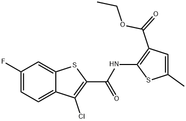 ethyl 2-[(3-chloro-6-fluoro-1-benzothiophene-2-carbonyl)amino]-5-methylthiophene-3-carboxylate Struktur