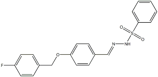 N-[(E)-[4-[(4-fluorophenyl)methoxy]phenyl]methylideneamino]benzenesulfonamide Struktur