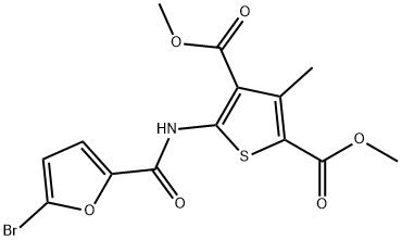 dimethyl 5-[(5-bromofuran-2-carbonyl)amino]-3-methylthiophene-2,4-dicarboxylate Struktur