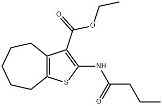 ethyl 2-(butanoylamino)-5,6,7,8-tetrahydro-4H-cyclohepta[b]thiophene-3-carboxylate Struktur