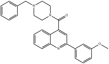 (4-benzylpiperazin-1-yl)-[2-(3-methoxyphenyl)quinolin-4-yl]methanone Struktur