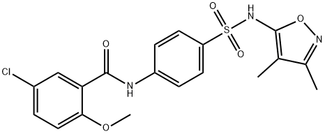 5-chloro-N-[4-[(3,4-dimethyl-1,2-oxazol-5-yl)sulfamoyl]phenyl]-2-methoxybenzamide Struktur