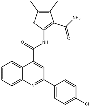 N-(3-carbamoyl-4,5-dimethylthiophen-2-yl)-2-(4-chlorophenyl)quinoline-4-carboxamide Struktur