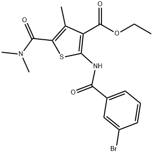 ethyl 2-[(3-bromobenzoyl)amino]-5-(dimethylcarbamoyl)-4-methylthiophene-3-carboxylate Struktur