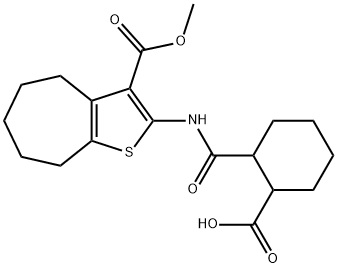 2-[(3-methoxycarbonyl-5,6,7,8-tetrahydro-4H-cyclohepta[b]thiophen-2-yl)carbamoyl]cyclohexane-1-carboxylic acid Struktur