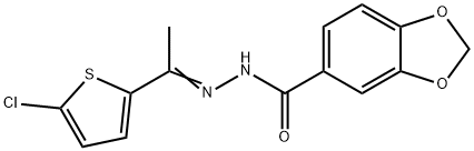 N-[(E)-1-(5-chlorothiophen-2-yl)ethylideneamino]-1,3-benzodioxole-5-carboxamide Struktur