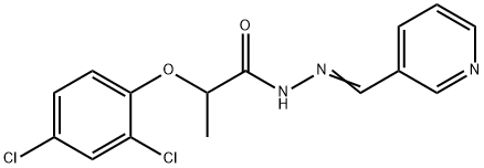 2-(2,4-dichlorophenoxy)-N-[(E)-pyridin-3-ylmethylideneamino]propanamide Struktur