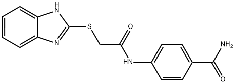 4-[[2-(1H-benzimidazol-2-ylsulfanyl)acetyl]amino]benzamide Struktur