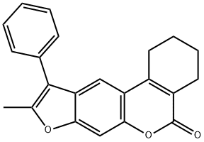 9-methyl-10-phenyl-1,2,3,4-tetrahydro-[1]benzofuro[6,5-c]isochromen-5-one Struktur