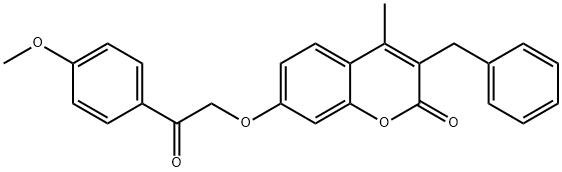 3-benzyl-7-[2-(4-methoxyphenyl)-2-oxoethoxy]-4-methylchromen-2-one Struktur