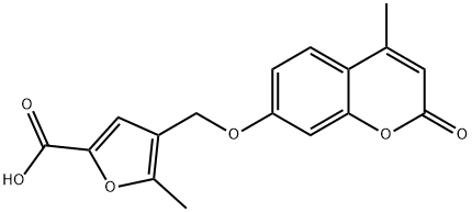 5-methyl-4-[(4-methyl-2-oxochromen-7-yl)oxymethyl]furan-2-carboxylic acid Struktur