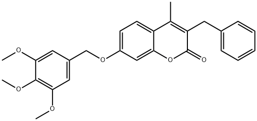 3-benzyl-4-methyl-7-[(3,4,5-trimethoxyphenyl)methoxy]chromen-2-one Struktur