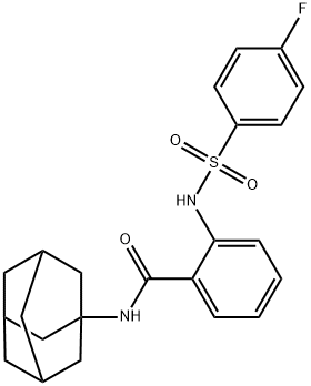 N-(1-adamantyl)-2-[(4-fluorophenyl)sulfonylamino]benzamide Struktur