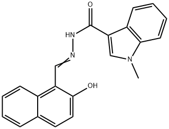 1-[(E)-[(1-methyl-1H-indol-1-ium-3-carbonyl)hydrazinylidene]methyl]naphthalen-2-olate Struktur