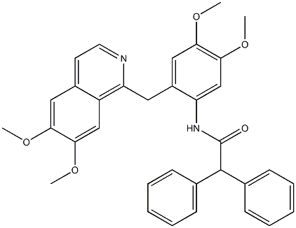 N-[2-[(6,7-dimethoxyisoquinolin-1-yl)methyl]-4,5-dimethoxyphenyl]-2,2-diphenylacetamide Struktur