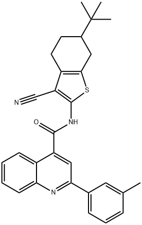 N-(6-tert-butyl-3-cyano-4,5,6,7-tetrahydro-1-benzothiophen-2-yl)-2-(3-methylphenyl)quinoline-4-carboxamide Struktur