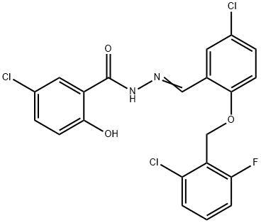 5-chloro-N-[(E)-[5-chloro-2-[(2-chloro-6-fluorophenyl)methoxy]phenyl]methylideneamino]-2-hydroxybenzamide Struktur