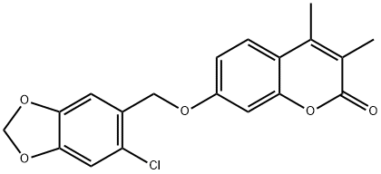 7-[(6-chloro-1,3-benzodioxol-5-yl)methoxy]-3,4-dimethylchromen-2-one Struktur