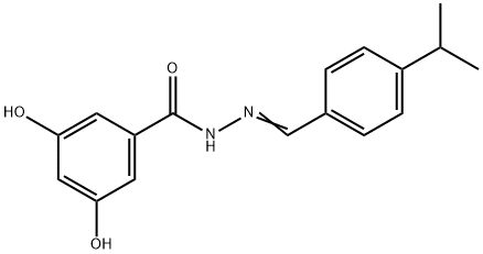 3,5-dihydroxy-N-[(E)-(4-propan-2-ylphenyl)methylideneamino]benzamide Struktur