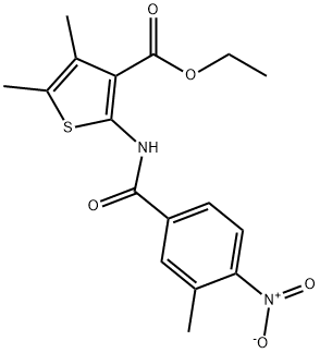 ethyl 4,5-dimethyl-2-[(3-methyl-4-nitrobenzoyl)amino]thiophene-3-carboxylate Struktur