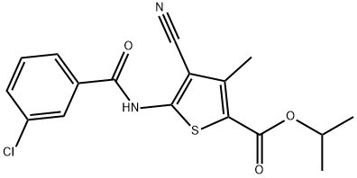 propan-2-yl 5-[(3-chlorobenzoyl)amino]-4-cyano-3-methylthiophene-2-carboxylate Struktur