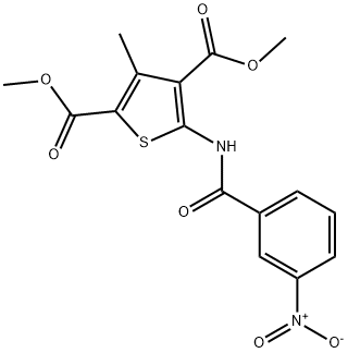 dimethyl 3-methyl-5-[(3-nitrobenzoyl)amino]thiophene-2,4-dicarboxylate Struktur