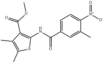 methyl 4,5-dimethyl-2-[(3-methyl-4-nitrobenzoyl)amino]thiophene-3-carboxylate Struktur