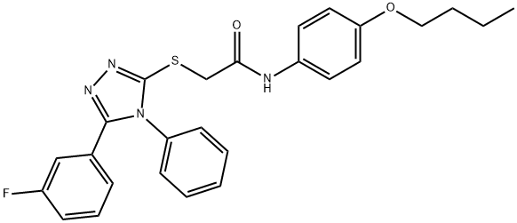 N-(4-butoxyphenyl)-2-[[5-(3-fluorophenyl)-4-phenyl-1,2,4-triazol-3-yl]sulfanyl]acetamide Struktur