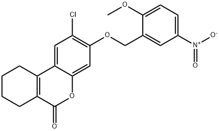 2-chloro-3-[(2-methoxy-5-nitrophenyl)methoxy]-7,8,9,10-tetrahydrobenzo[c]chromen-6-one Struktur