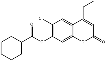 (6-chloro-4-ethyl-2-oxochromen-7-yl) cyclohexanecarboxylate Struktur