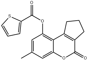 (7-methyl-4-oxo-2,3-dihydro-1H-cyclopenta[c]chromen-9-yl) thiophene-2-carboxylate Struktur