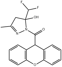 [5-(difluoromethyl)-5-hydroxy-3-methyl-4H-pyrazol-1-yl]-(9H-xanthen-9-yl)methanone Struktur