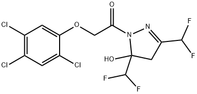 1-[3,5-bis(difluoromethyl)-5-hydroxy-4H-pyrazol-1-yl]-2-(2,4,5-trichlorophenoxy)ethanone Struktur