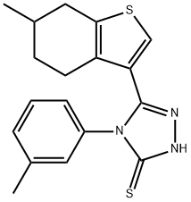 4-(3-methylphenyl)-3-(6-methyl-4,5,6,7-tetrahydro-1-benzothiophen-3-yl)-1H-1,2,4-triazole-5-thione Struktur