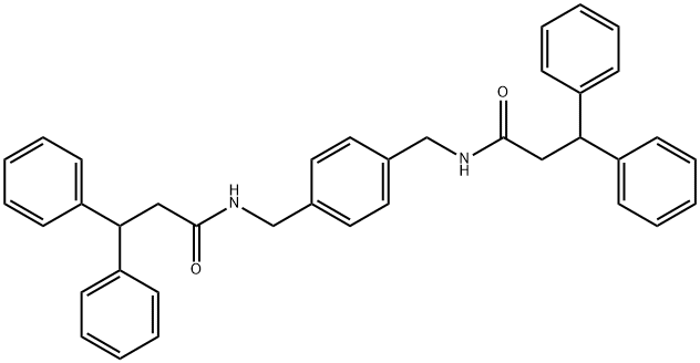 N-[[4-[(3,3-diphenylpropanoylamino)methyl]phenyl]methyl]-3,3-diphenylpropanamide Struktur