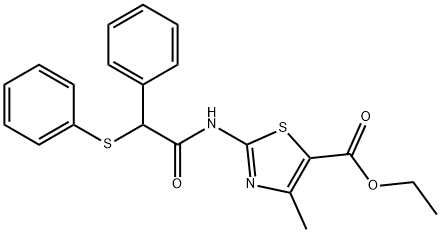 ethyl 4-methyl-2-[(2-phenyl-2-phenylsulfanylacetyl)amino]-1,3-thiazole-5-carboxylate Struktur