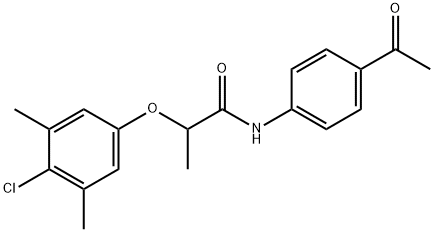 N-(4-acetylphenyl)-2-(4-chloro-3,5-dimethylphenoxy)propanamide Struktur