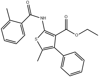 ethyl 5-methyl-2-[(2-methylbenzoyl)amino]-4-phenylthiophene-3-carboxylate Struktur